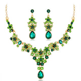 Crystal Pendant Statement Necklace Boho Bridal Jewelry