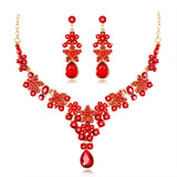 Crystal Pendant Statement Necklace Boho Bridal Jewelry