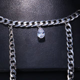 Crystal Pendant Anklet High Heel Cuban Link Chain Foot Bracelet