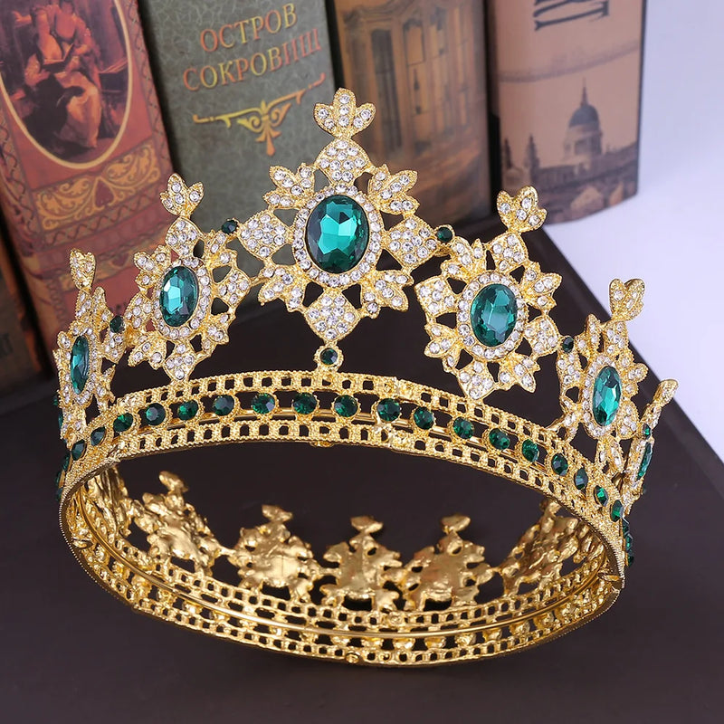 Crystal Rhinestone Round Crowns Silver Queen Tiaras Wedding Hair Accessories