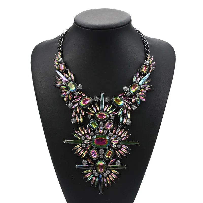 Crystal Rhinestone Tassel Large Collar Choker Necklace
