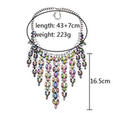 Crystal Rhinestone Tassel Large Collar Choker Necklace