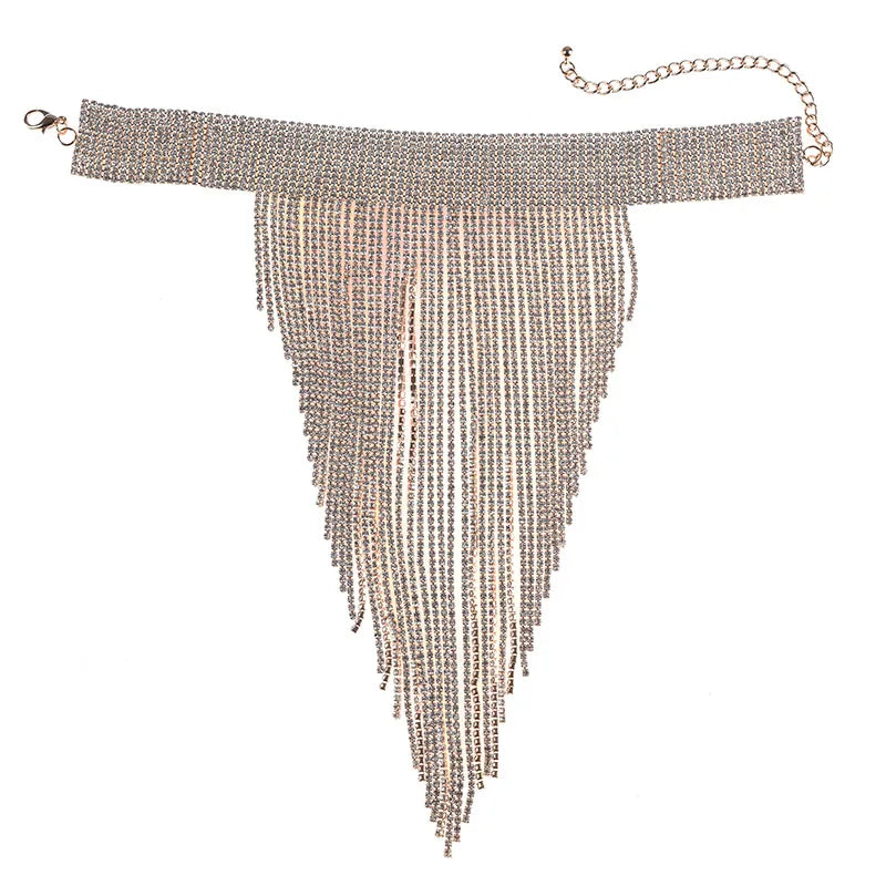 Crystal Rhinestone Tassel Maxi Chokers Necklaces Women Jewelry Wedding Bridal