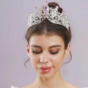 Crystal Rhinestone Tiara Crown Colorful Queen Princess Diadem Wedding Headpiece