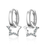 Snowflake Star Hoop Earrings with Pearl Heart, Wedding Party Jewelry Gift