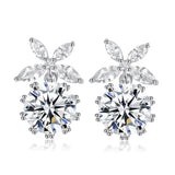 Snowflake Star Hoop Earrings with Pearl Heart, Wedding Party Jewelry Gift