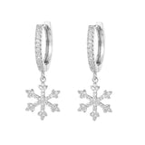 Snowflake Star Hoop Earrings with Pearl Heart, Wedding Party Jewelry Gift