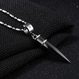 Crystal Stainless Steel Silver Bullet Pendant Chain Necklace Men Jewelry