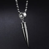 Crystal Stainless Steel Silver Bullet Pendant Chain Necklace Men Jewelry