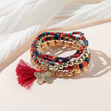 Crystal Tassel Beaded Bracelet with Butterfly Pendant