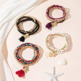 Crystal Tassel Beaded Bracelet with Butterfly Pendant