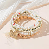 Crystal Tassel Beaded Bracelet with Butterfly Pendant