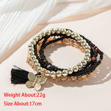 Crystal Tassel Beaded Bracelet with Butterfly Pendant