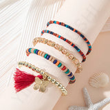 Crystal Tassel Beaded Bracelet with Butterfly Pendant