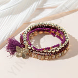 Crystal Tassel Beaded Bracelet with Butterfly Pendant