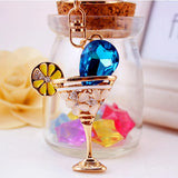 Crystal Wineglass Keychain Women Gift Charm Metal Accessories Car Key Chain