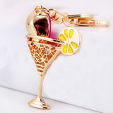 Crystal Wineglass Keychain Women Gift Charm Metal Accessories Car Key Chain