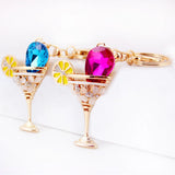 Crystal Wineglass Keychain Women Gift Charm Metal Accessories Car Key Chain