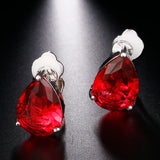 Crystal Women Ear Cuff Zirconia Green Water Drop Clip Earrings