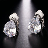 Crystal Women Ear Cuff Zirconia Green Water Drop Clip Earrings