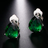 Crystal Women Ear Cuff Zirconia Green Water Drop Clip Earrings