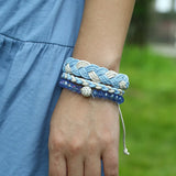 Crystal Women Wristbands Bracelet Set Boho Rhinestone Beads Charm Wrap Bangle