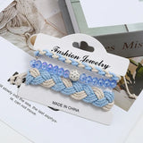 Crystal Women Wristbands Bracelet Set Boho Rhinestone Beads Charm Wrap Bangle