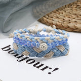 Crystal Women Wristbands Bracelet Set Boho Rhinestone Beads Charm Wrap Bangle