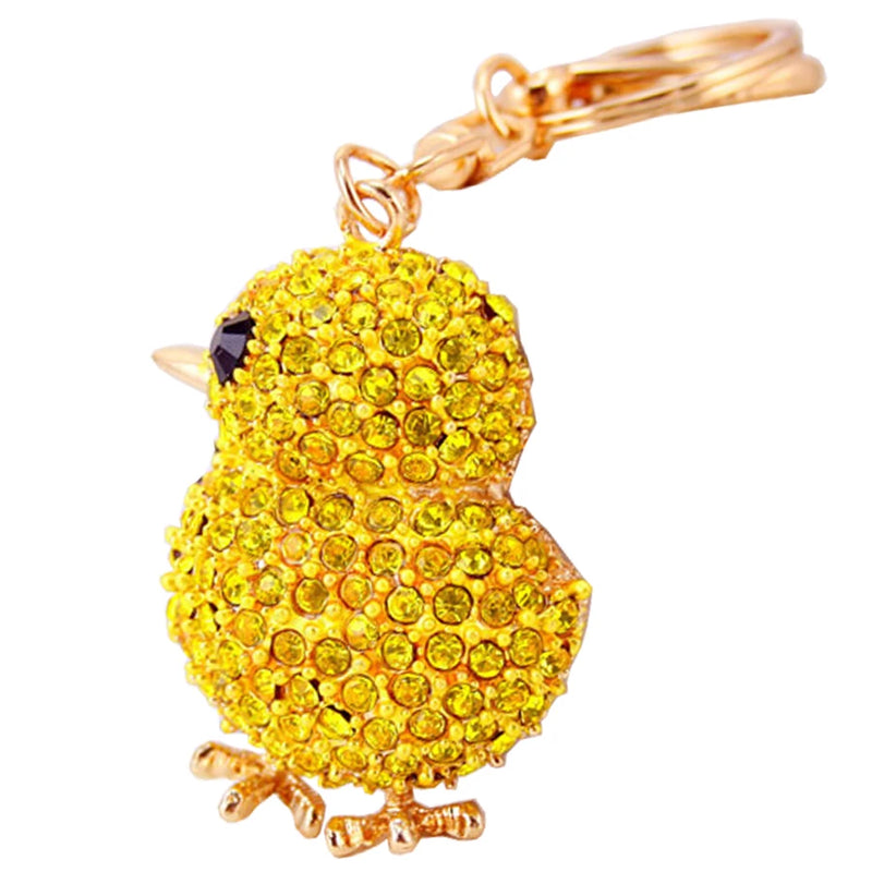 Crystal Yellow Chicks Keychain Women Gift Charm Metal Accessories Car Key Chain