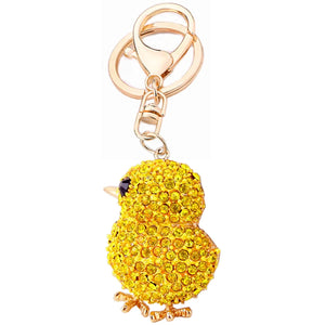 Crystal Yellow Chicks Keychain Women Gift Charm Metal Accessories Car Key Chain