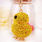 Crystal Yellow Chicks Keychain Women Gift Charm Metal Accessories Car Key Chain