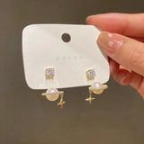 Crystal Zircon Planet Star Pearl Earrings for Women