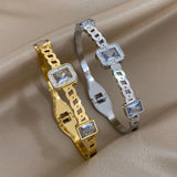 Crystal Zircon Stainless Steel Bangles Bracelets For Women