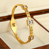 Crystal Zircon Stainless Steel Bangles Bracelets For Women
