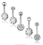 Crystal Zircon Stainless Steel Belly Piercing Set Delicate Flowers