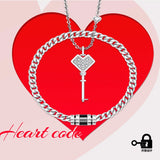 Cuban Bracelet Choker Set Stainless Steel Key Pendant Necklace