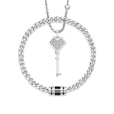 Cuban Bracelet Choker Set Stainless Steel Key Pendant Necklace