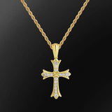 Cross Necklace Pendant Stainless Steel Cubic Zircon Diamond Men Gift