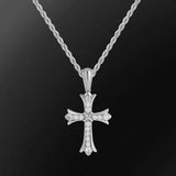 Cross Necklace Pendant Stainless Steel Cubic Zircon Diamond Men Gift