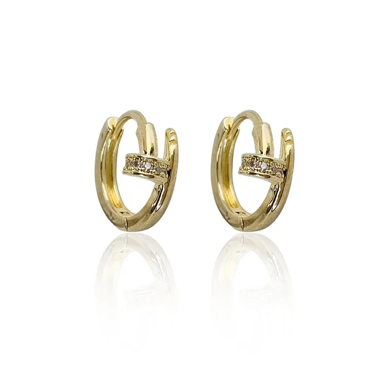 Cubic Zircon Nail Shape Hoop Earrings for Women