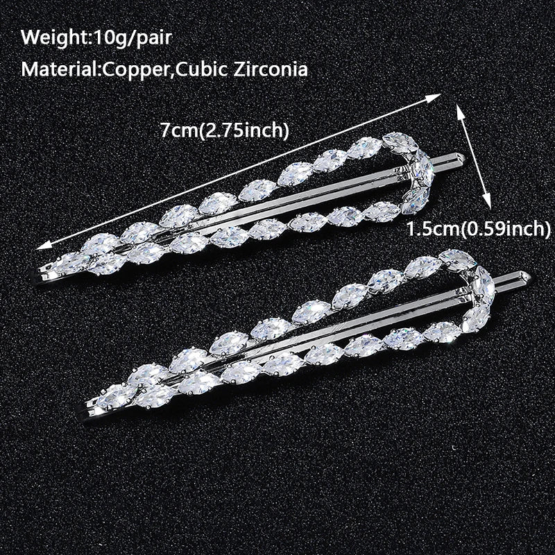 CZ Barrette Hair Clips for Women Girls Hairpin Bridal Wedding Accessories