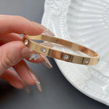 Golden CZ Bracelet Stainless Steel Bangle Charm Jewelry