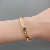 Golden CZ Bracelet Stainless Steel Bangle Charm Jewelry
