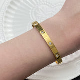 Golden CZ Bracelet Stainless Steel Bangle Charm Jewelry