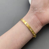 Golden CZ Bracelet Stainless Steel Bangle Charm Jewelry