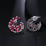 CZ Flower Stud Earring Silver Red Green Party Jewelry