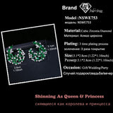 CZ Flower Stud Earring Silver Red Green Party Jewelry