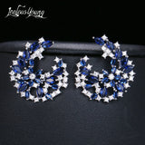 CZ Flower Stud Earring Silver Red Green Party Jewelry