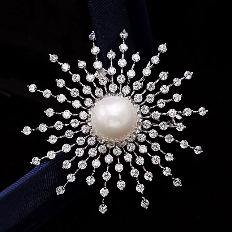 CZ Gypsophila Brooch Pin Starry Rhinestone Wedding Jewelry