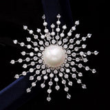CZ Gypsophila Brooch Pin Starry Rhinestone Wedding Jewelry
